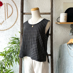 Amanda Moss //  Vera Tank Windowpane Gauze Black *last one S