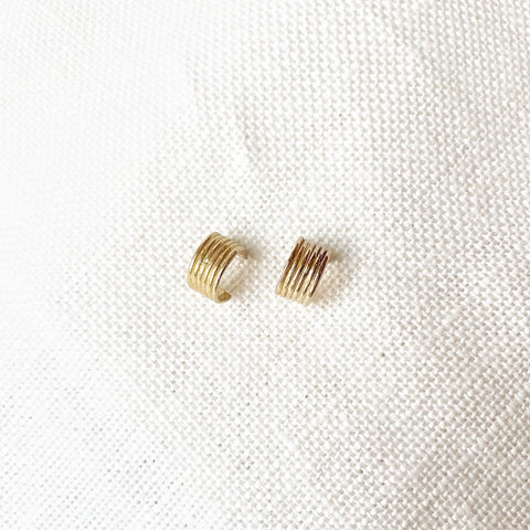 Hawkly // Linear Mini Hoops Bronze