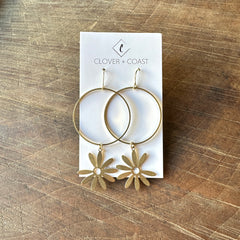 Clover and Coast // Brass Daisy Hoops