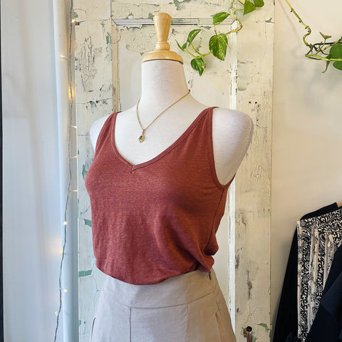 Indi & Cold // June Linen Tank Terracotta *Last Size XL