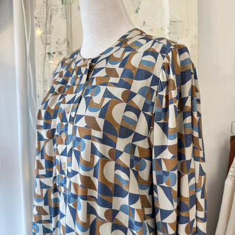 Indi & Cold // Indigo Geometric Print Dress