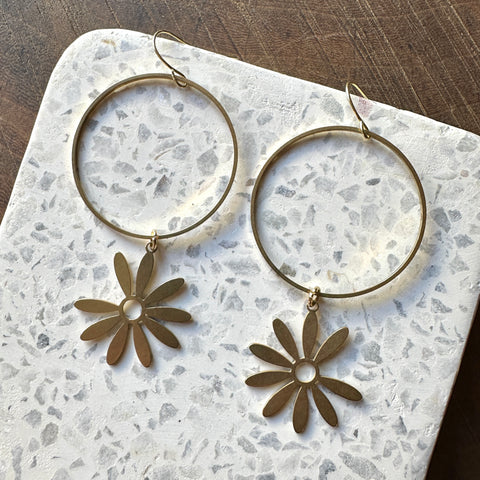 Slow Day Studio // White Floral Statement Dangles