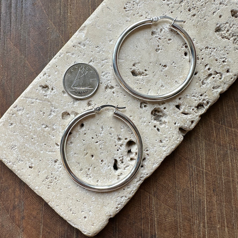 Bamiyan // Sterling Silver 1.5" Tube Hoops 3mm