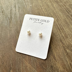 Petite Gold  // Pearl FW 14k Gf Studs