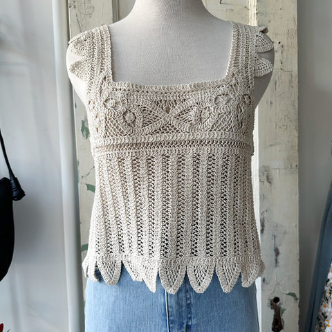 Indi & Cold // Natural Crochet Crop Tank