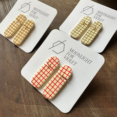 Moonlight For Violet // Grid Earrings Red